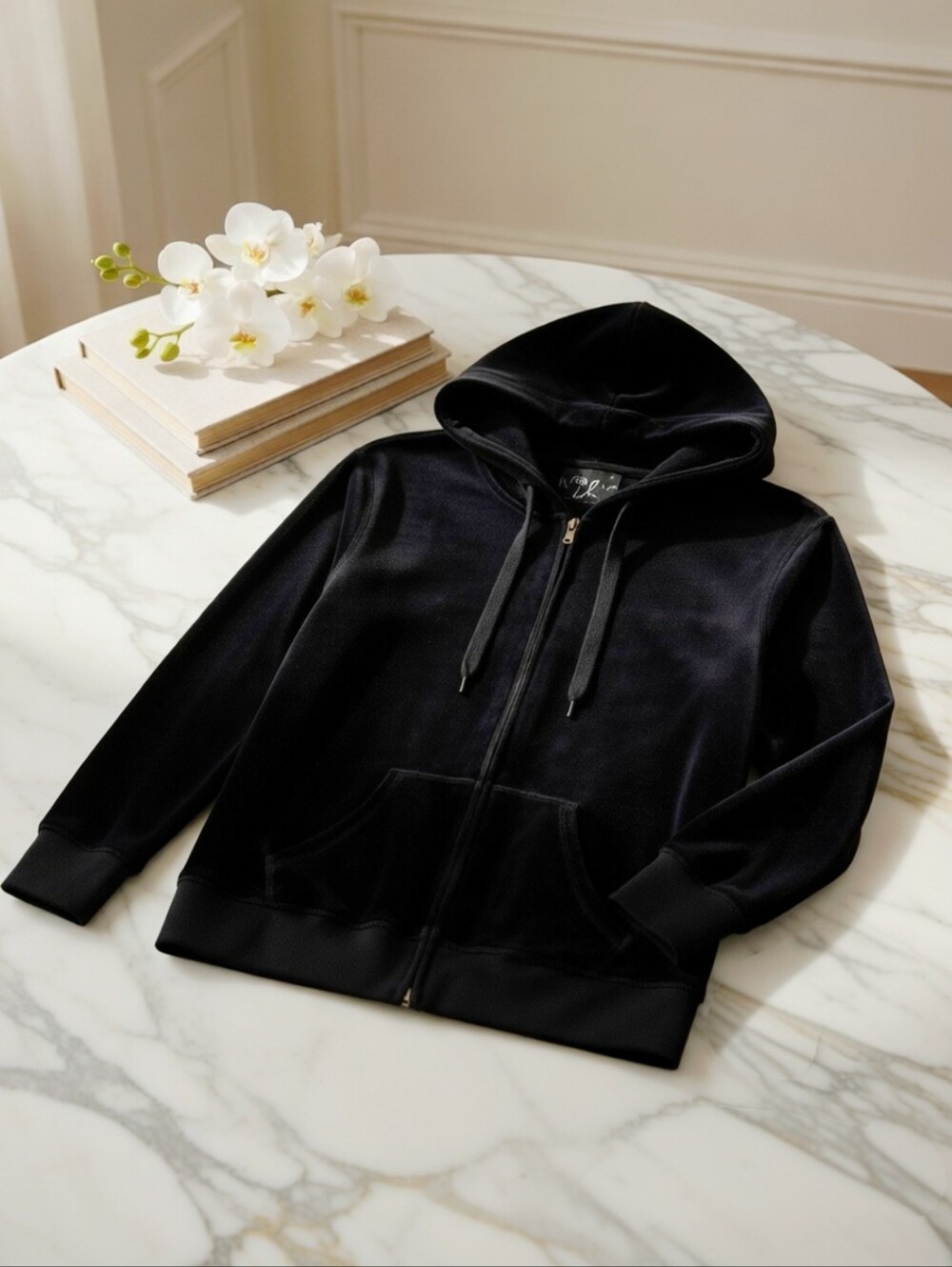Black Velour made for life Zip Hoodie